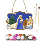 Winter holy mother paint by numbers door hanger with paints and brushes