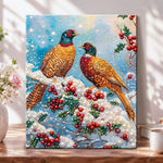 Winter pheasant pair pearl diamond painting kit for beginners