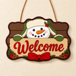 Winter snowman paint by numbers door hanger finished design