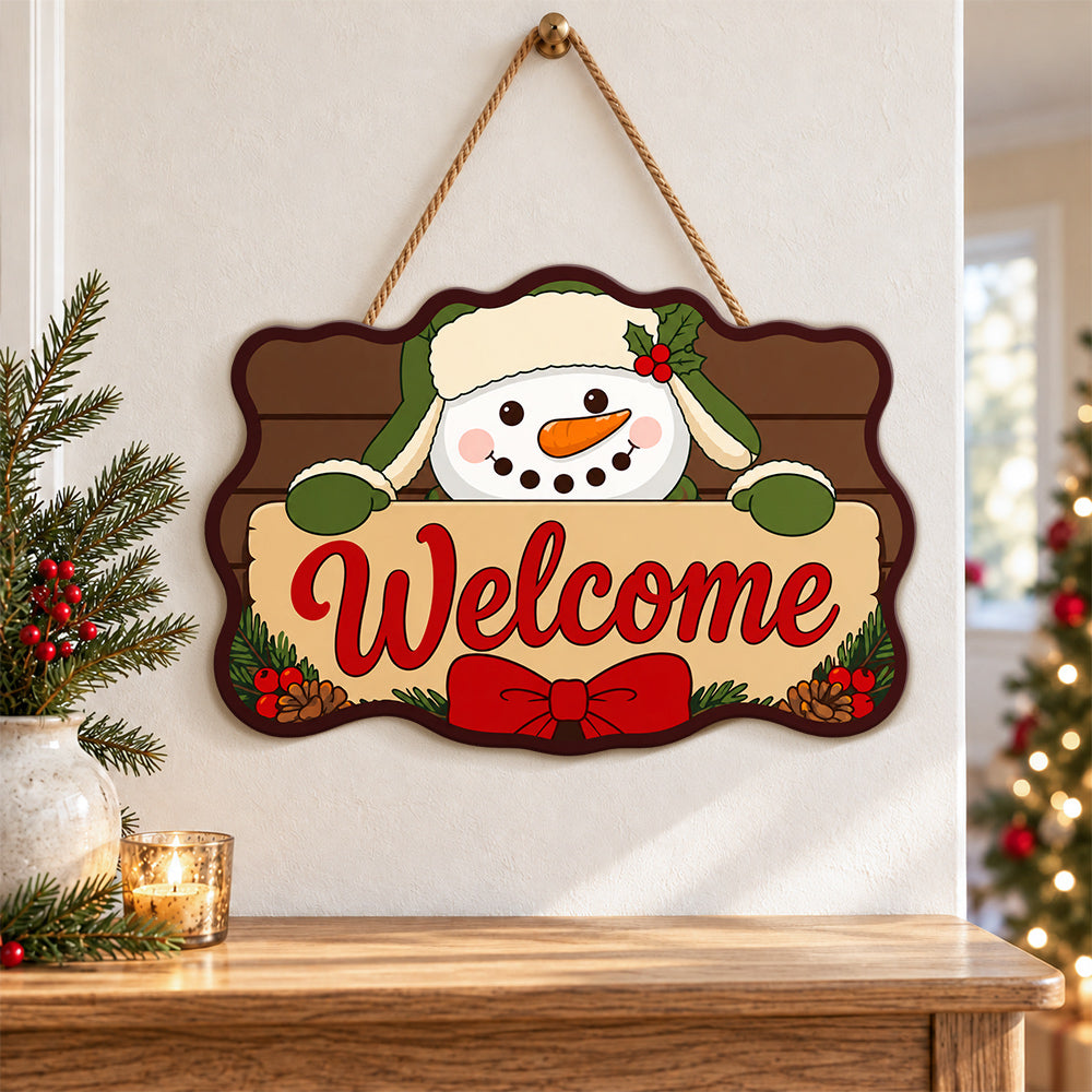 Winter snowman paint by numbers door hanger as indoor wall decor