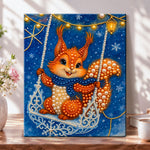 Winter squirrel swing pearl diamond painting kit for beginners