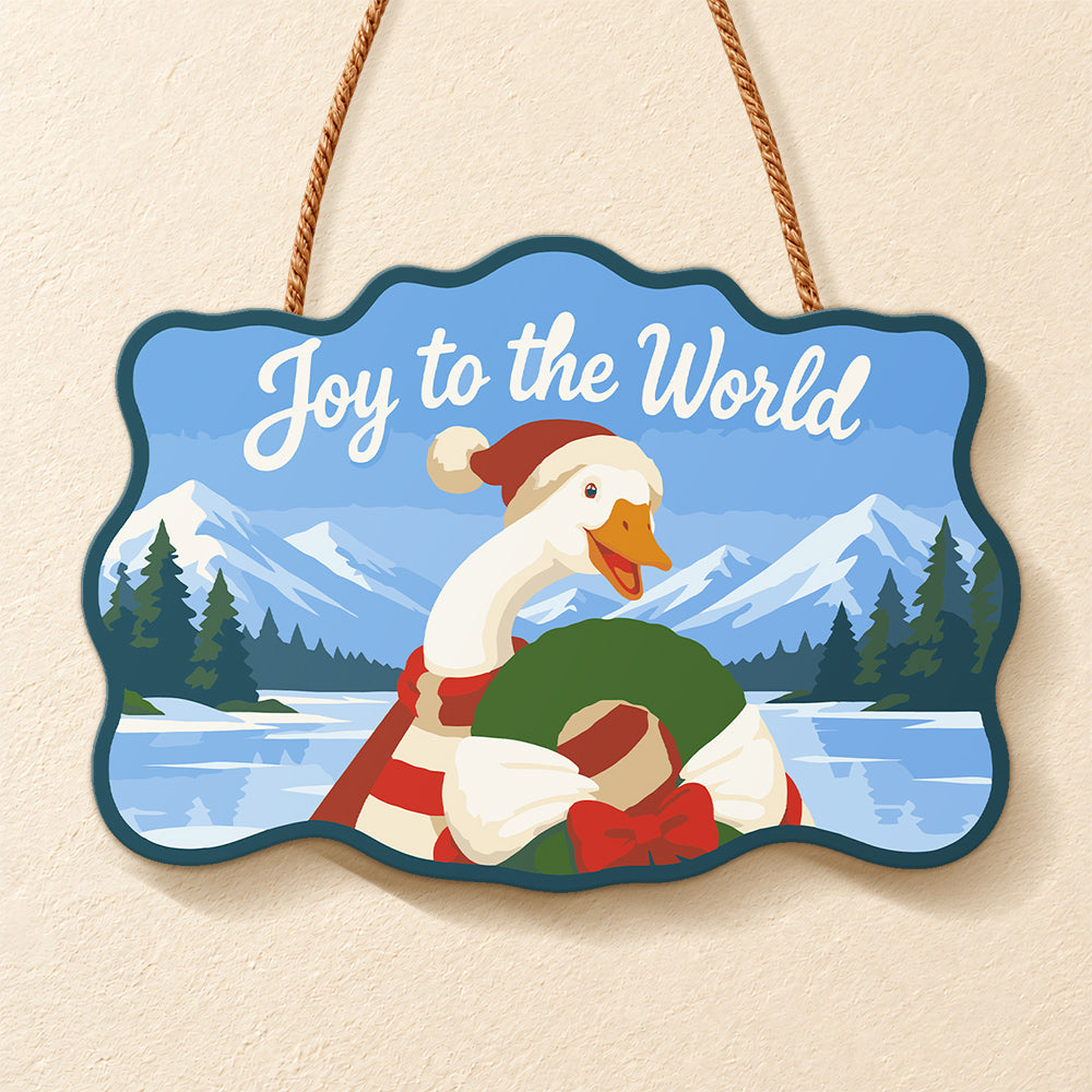 Winter wreath moment paint by numbers door hanger finished design
