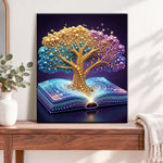 Finished wisdom tree pearl diamond painting artwork displayed as home decor