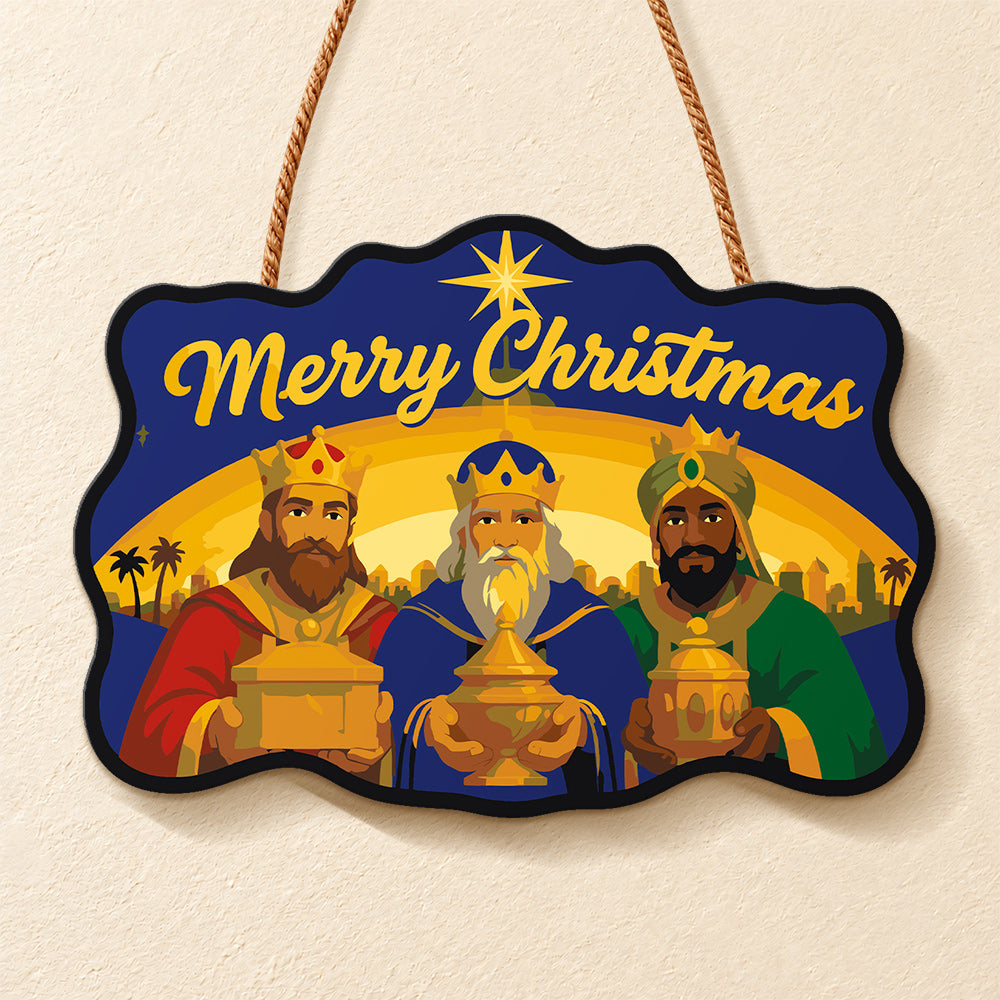 Wise kings offering gifts paint by numbers door hanger finished design