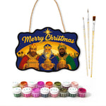 Wise kings offering gifts paint by numbers door hanger with paints and brushes