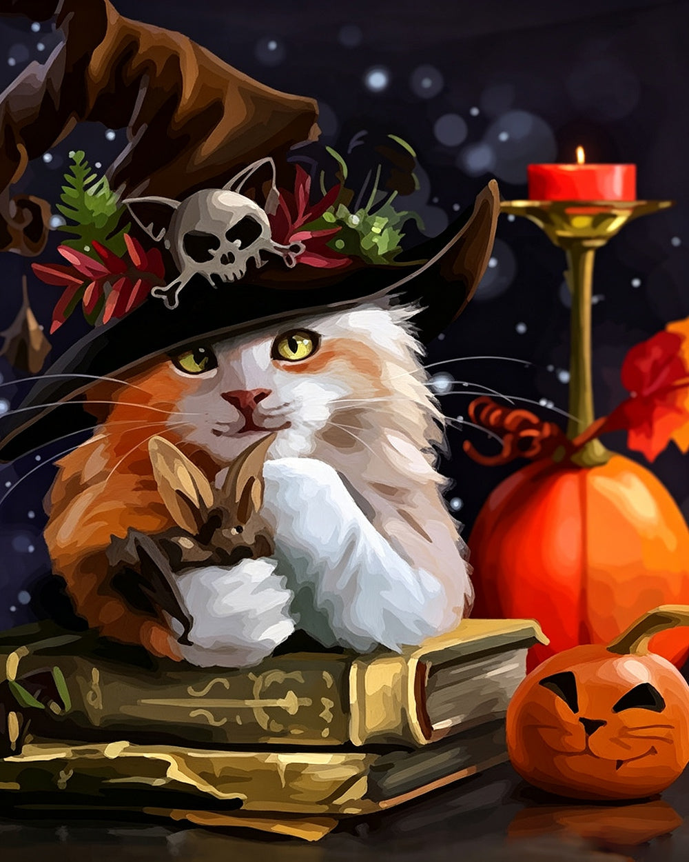 Witch cat and spellbook cross stitch kit for beginners