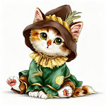 Wizard cat in hat cross stitch kit for beginners