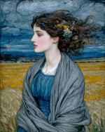 Woman in a golden field cross stitch kit for beginners