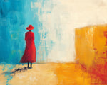 Woman in red coat paint by numbers kit for beginners