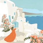 Woman in santorini cross stitch kit for beginners