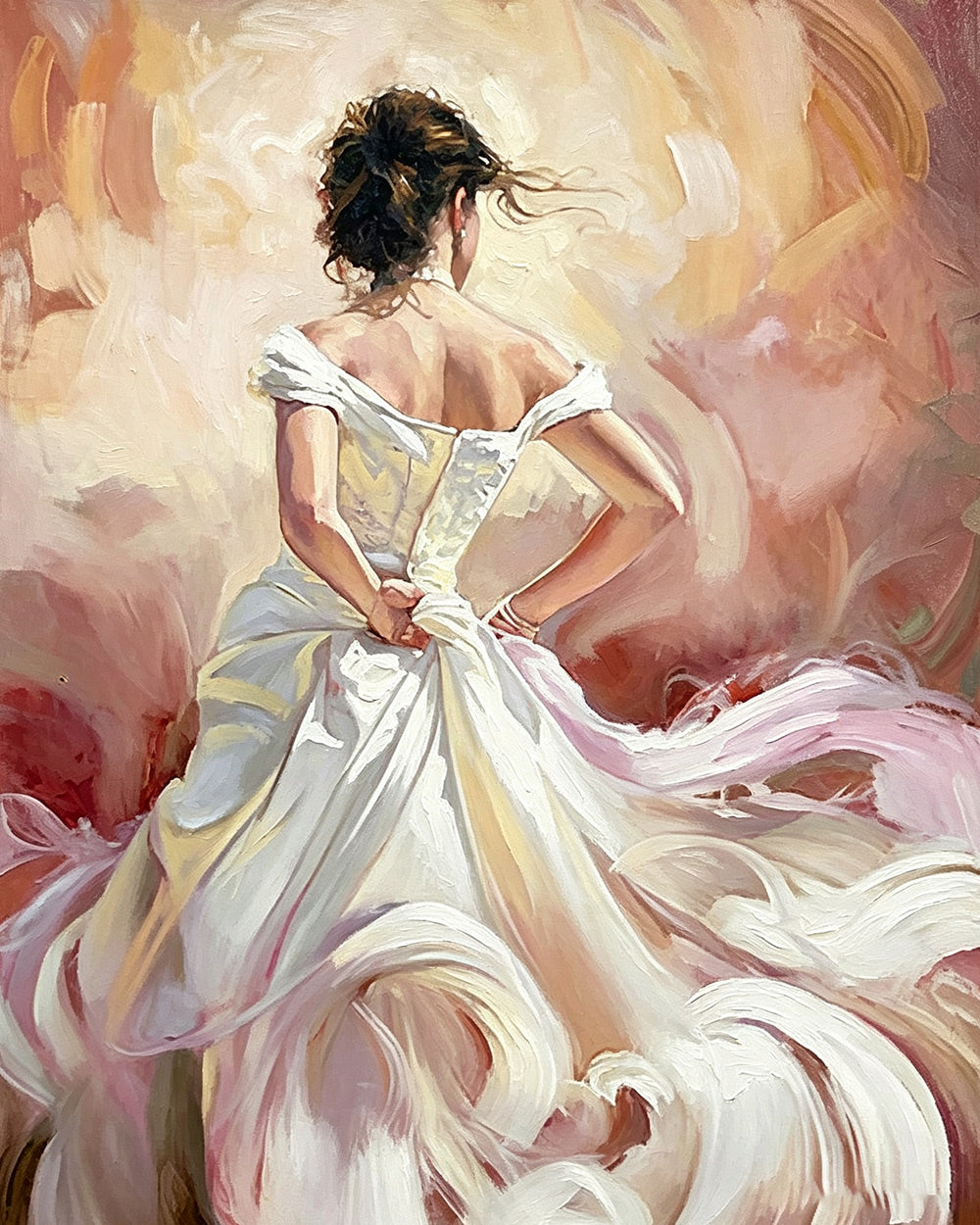 Woman in white dress cross stitch kit for beginners