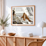 Woman relaxing by the window paint by numbers artwork displayed on wall as home decor