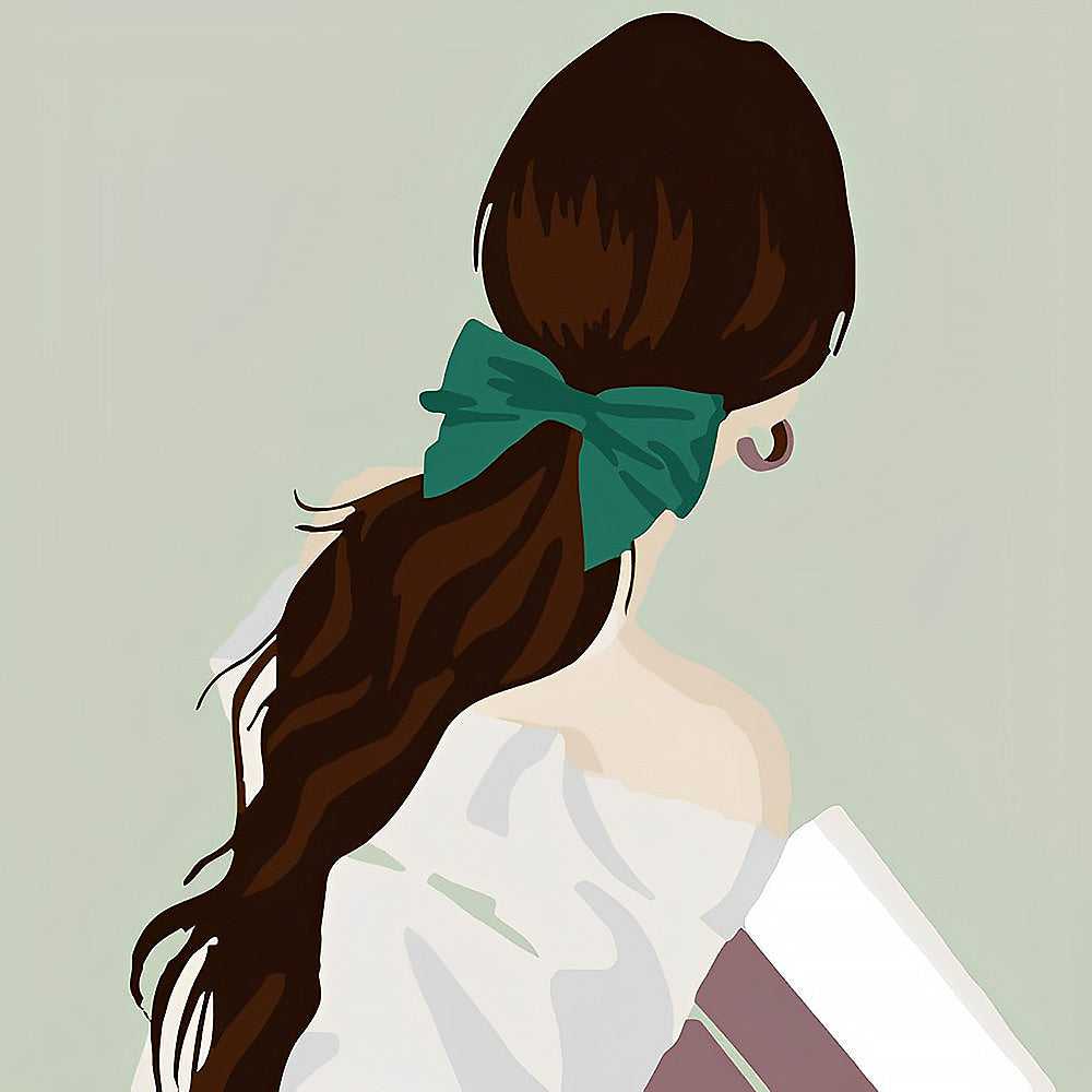 Woman with ponytail cross stitch kit for beginners
