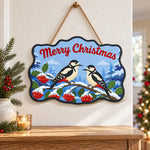 Woodpecker holly christmas paint by numbers door hanger as indoor wall decor