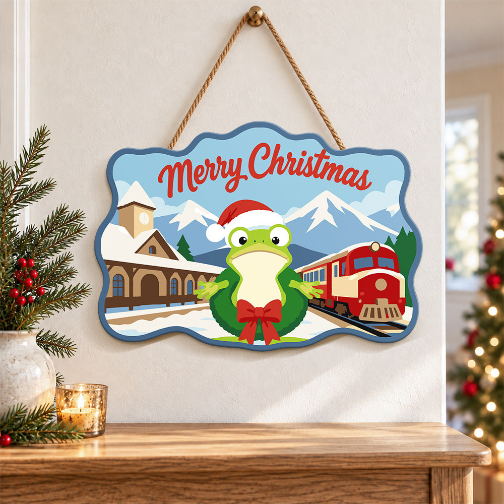 Wreath frog train station paint by numbers door hanger as indoor wall decor