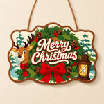 Wreath reindeer christmas paint by numbers door hanger finished design