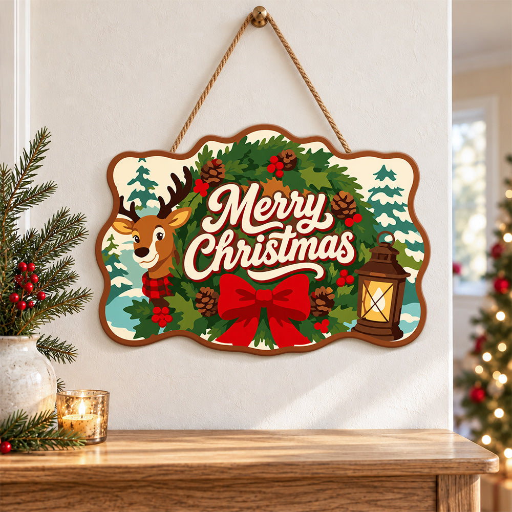 Wreath reindeer christmas paint by numbers door hanger as indoor wall decor