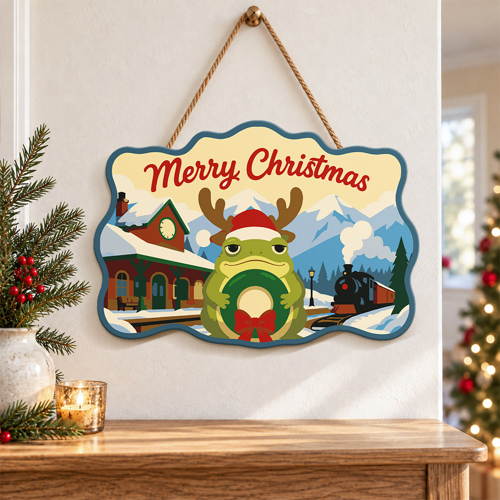 Wreath reindeer frog paint by numbers door hanger as indoor wall decor