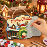 Wreath reindeer frog paint by numbers door hanger painting process