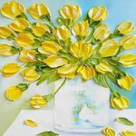 Yellow tulips in a vase cross stitch kit for beginners