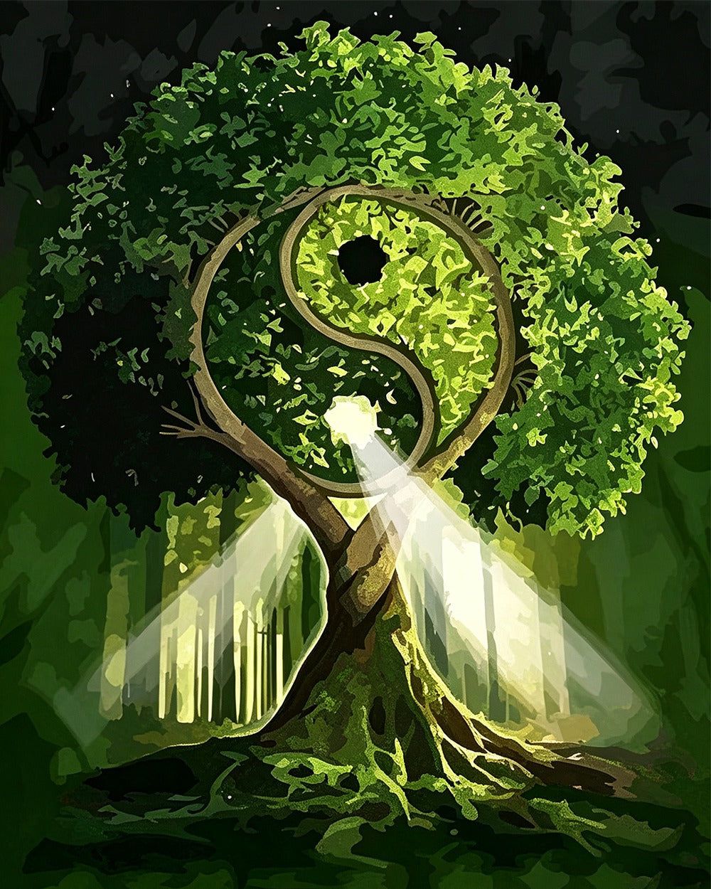 Yin yang tree of life paint by numbers kit for beginners
