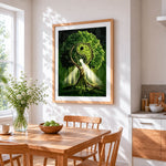 Yin yang tree of life paint by numbers artwork displayed on wall as home decor
