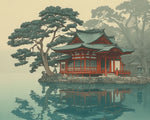 Zen temple reflection paint by numbers kit for beginners