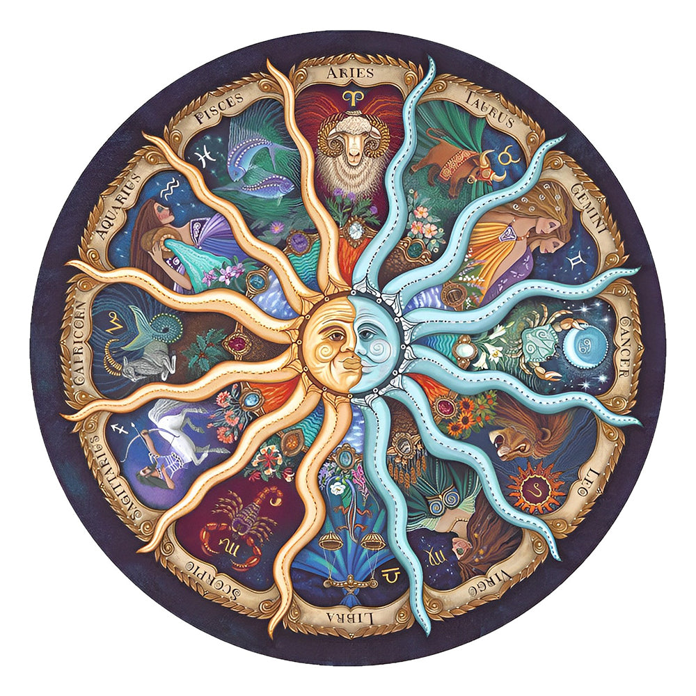 Zodiac astrology wheel cross stitch kit for beginners