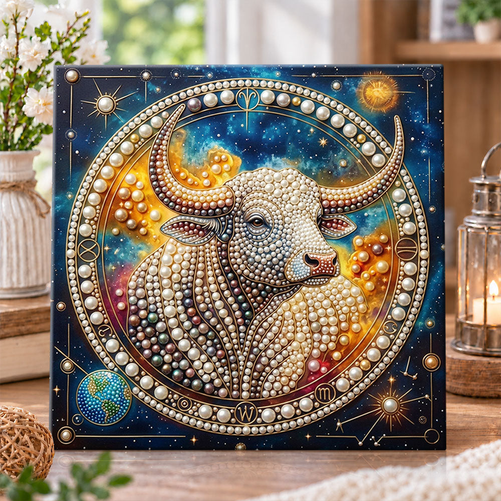 Zodiac taurus bull pearl diamond painting kit for beginners